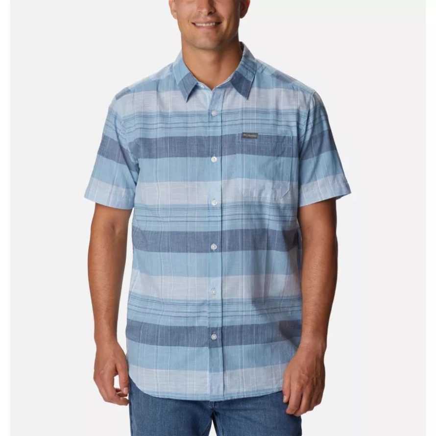 Columbia Men's Rapid Rivers Novelty Short Sleeve Shirt Jet Stream Scattered Stripe