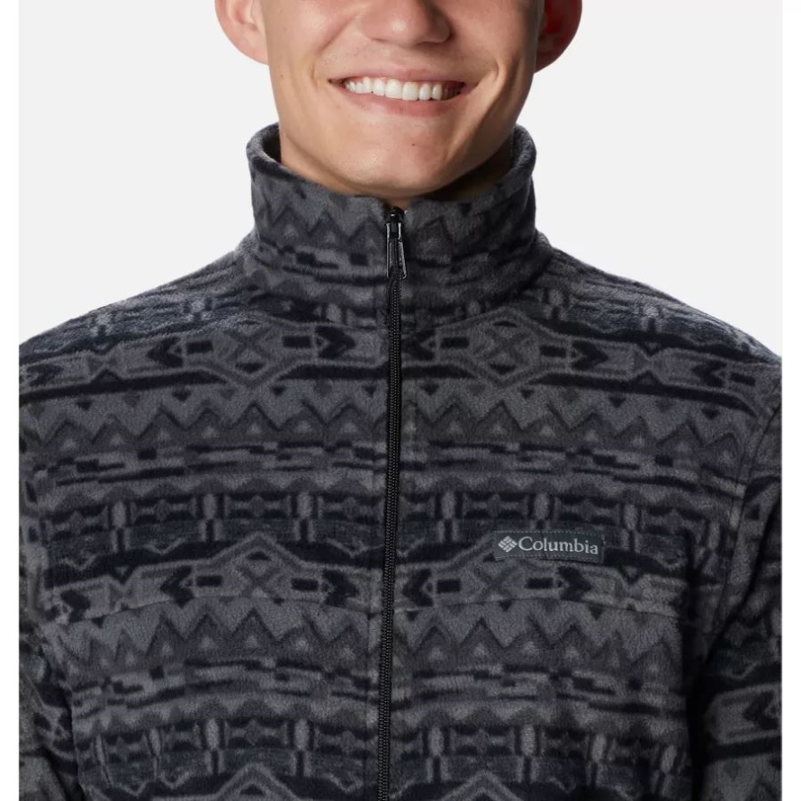 Columbia Men's Steens Mountain Printed Fleece Jacket Black 80s Stripe Print