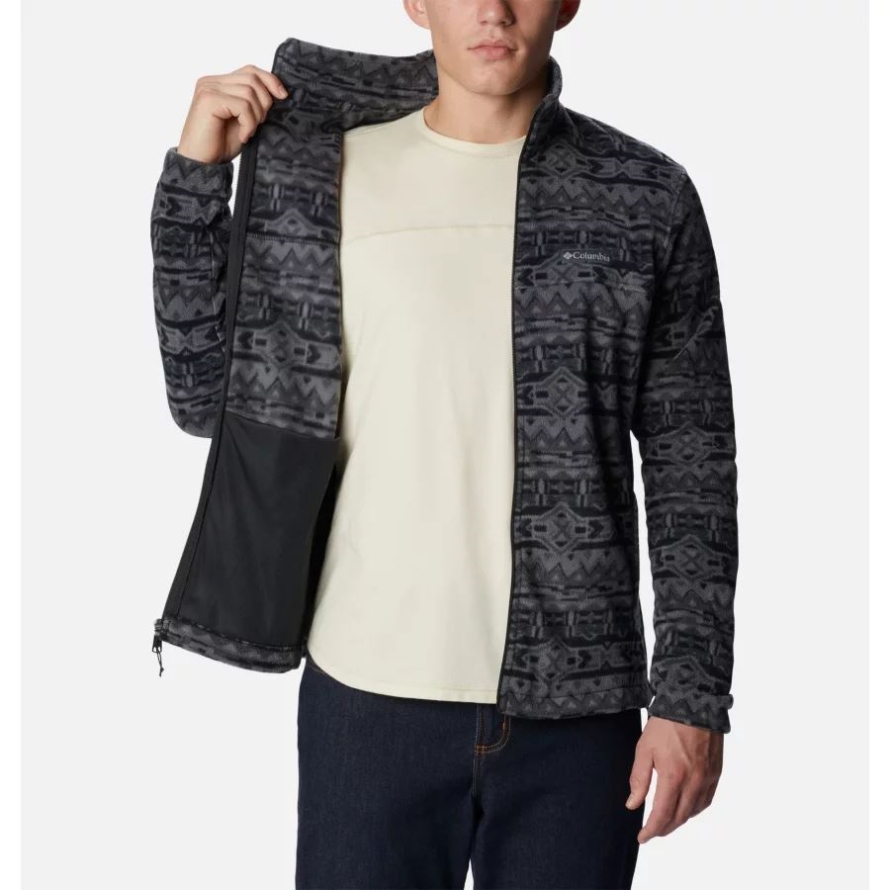 Columbia Men's Steens Mountain Printed Fleece Jacket Black 80s Stripe Print