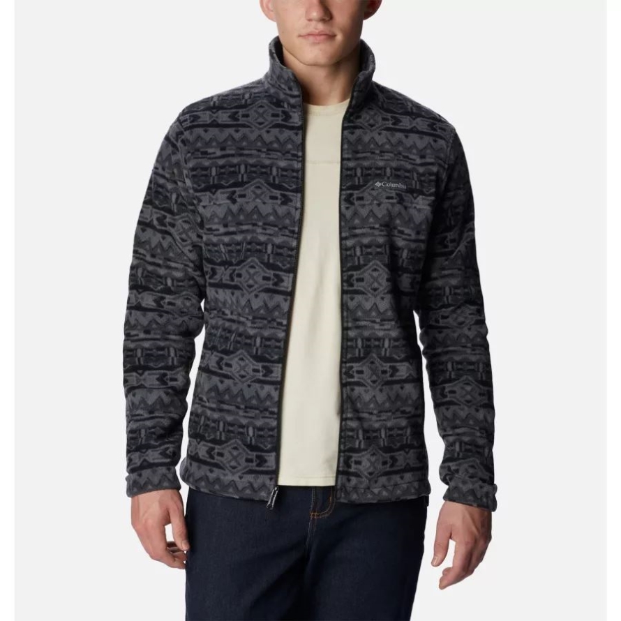 Columbia Men's Steens Mountain Printed Fleece Jacket Black 80s Stripe Print