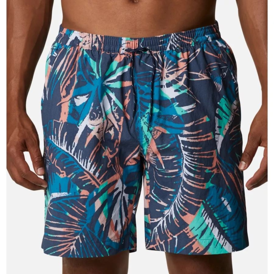 Columbia Men's Summerdry Shorts Dark Mountain King Palms Multi