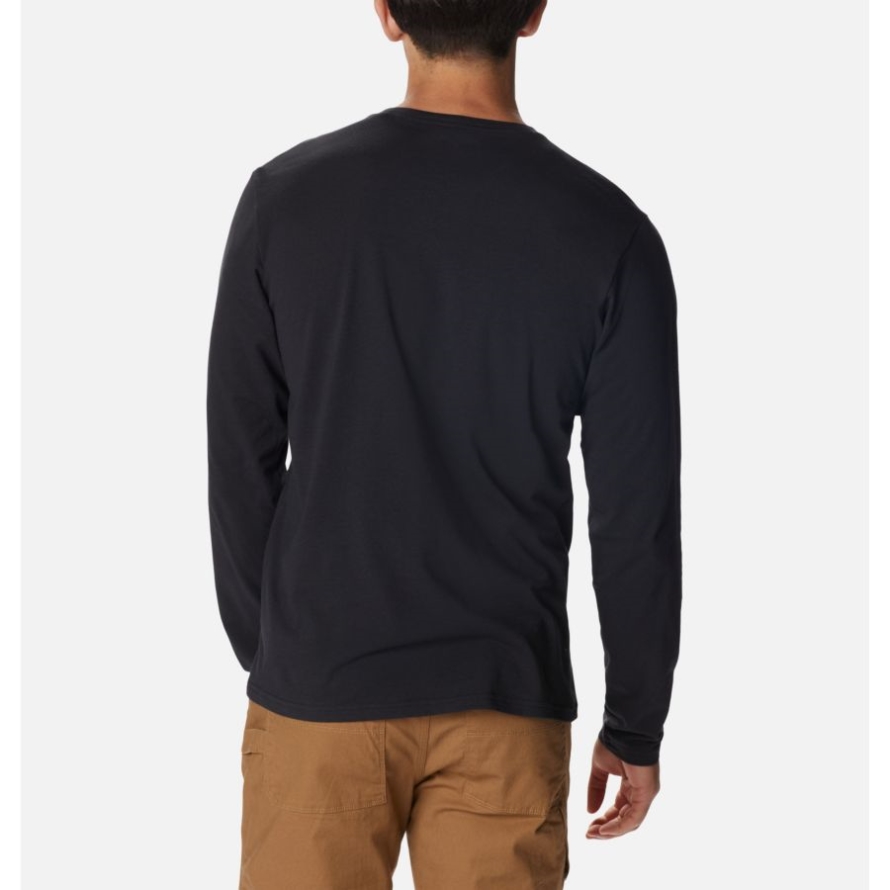 Columbia Men's Sun Trek EU Long Sleeve Graphic T-Shirt Black/Suntrek Hills Chest