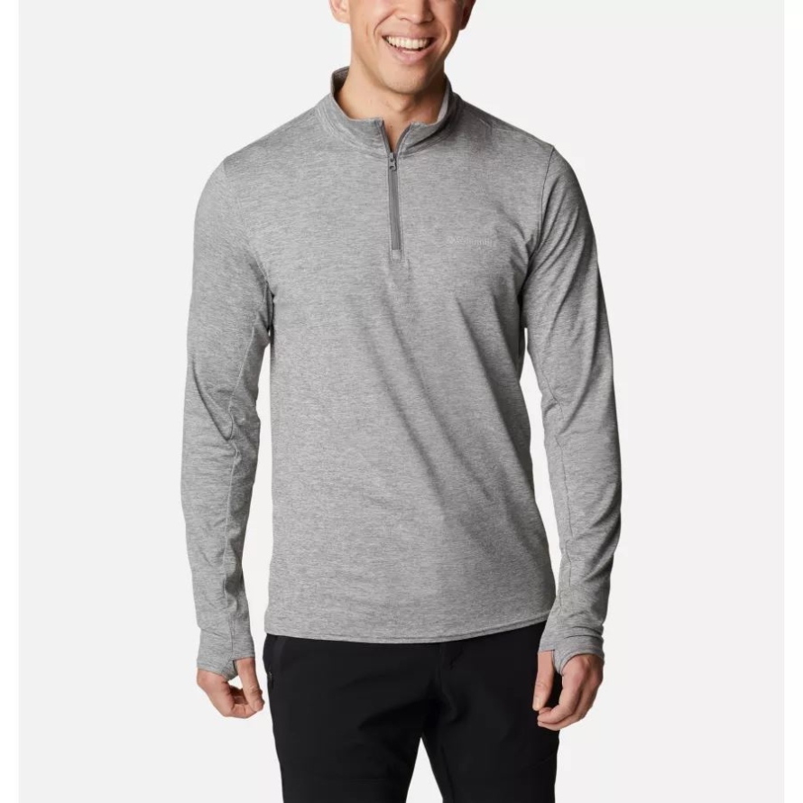 Columbia Men's Tech Trail Quarter Zip Pullover Shirt City Grey Heather