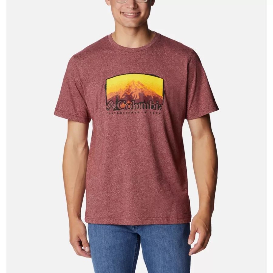 Columbia Men's Thistletown Hills Graphic T-Shirt Red Jasper Heather/Foggy Haven