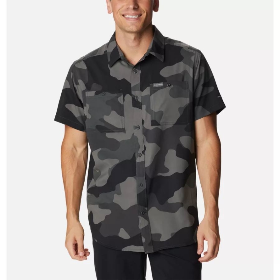 Columbia Men's Utilizer Printed Woven Short Sleeve Shirt Black Mod Camo
