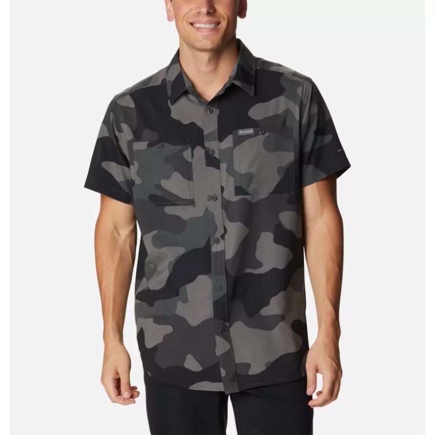 Columbia Men's Utilizer Short Sleeve Shirt Black Mod Camo