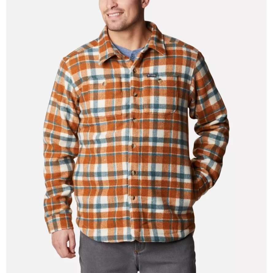 Columbia Men's Windward Rugged Shirt Jacket Warm Copper Stair Step Check