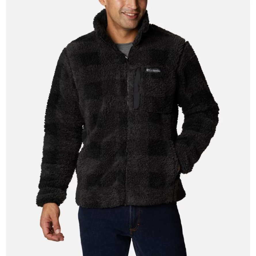 Columbia Men's Winter Pass Printed Fleece Jacket Black Check