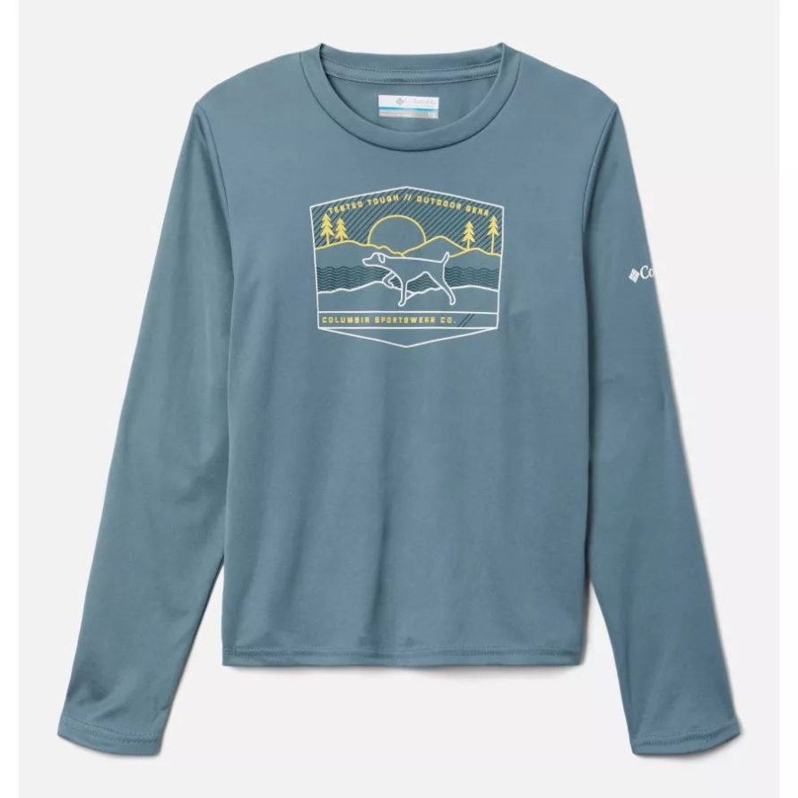 Columbia Metal/Hound Scape Boys' Grizzly Peak Long Sleeve Graphic T-Shirt