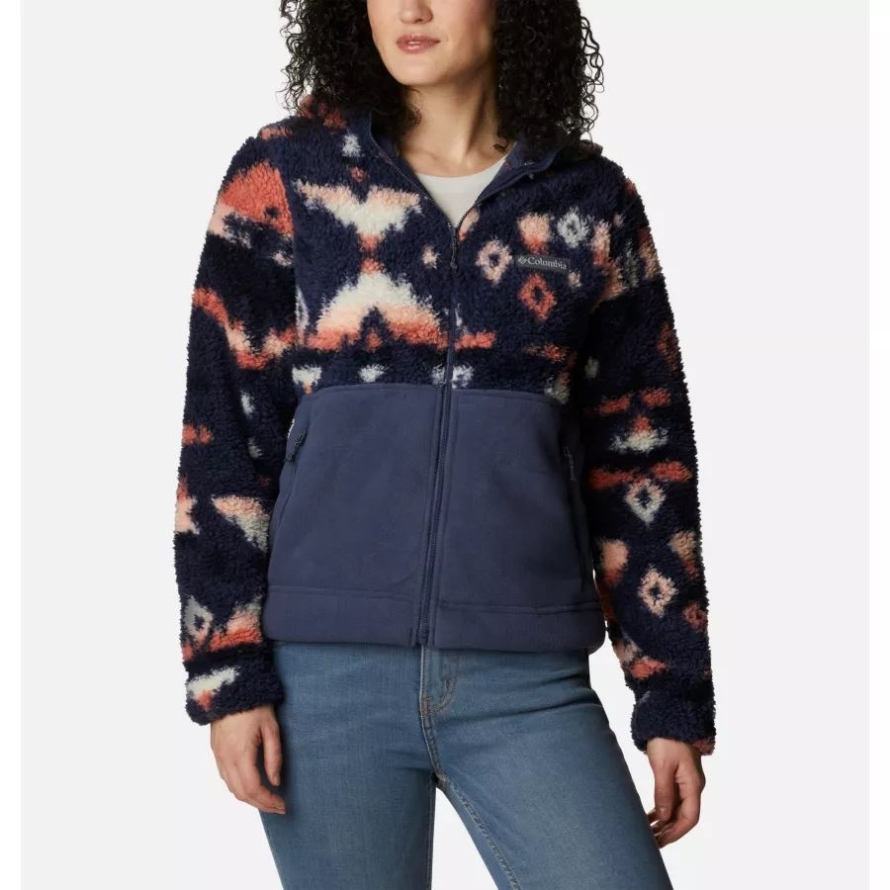 Columbia Nocturnal Rocky MT Print/Nocturnal Women's Winter Pass Sherpa Hooded Fleece Jacket