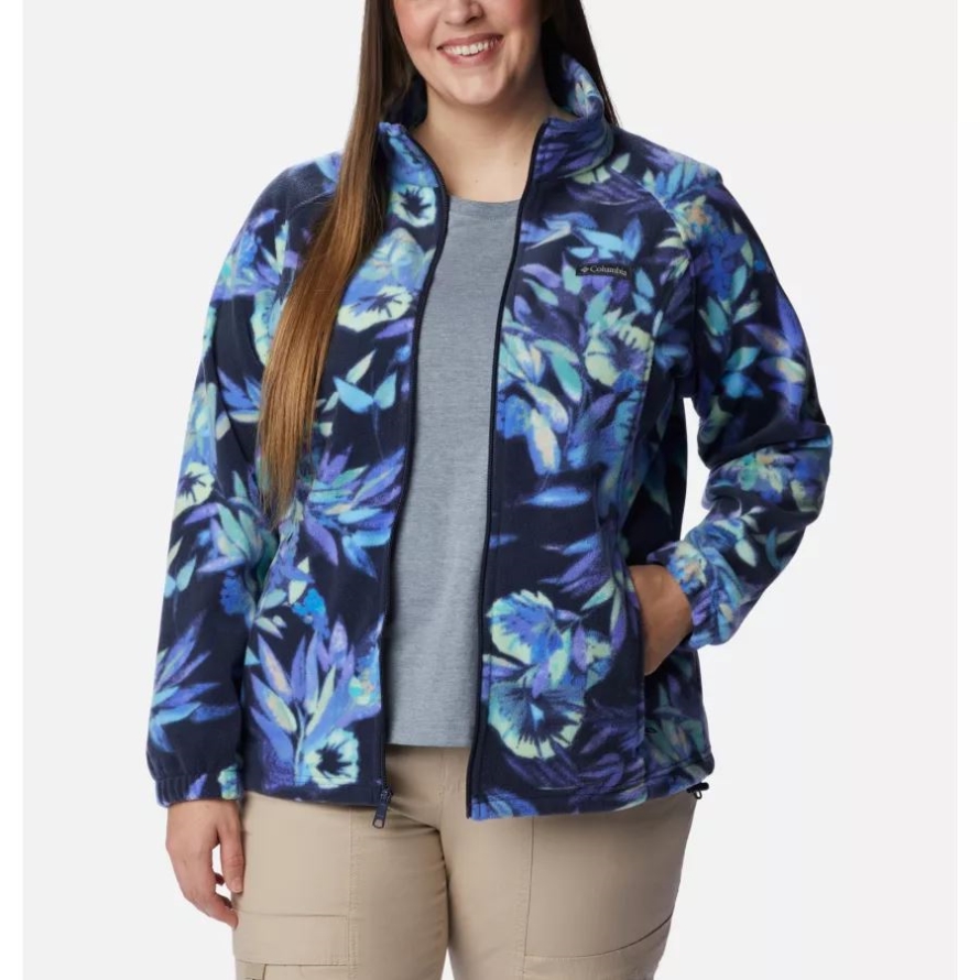 Columbia Nocturnal/Wisterian Women's Benton Springs Printed Full Zip Fleece Jacket Plus Size