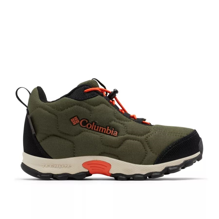 Columbia Nori/Red Quartz Youth Firecamp Mid 2 Waterproof Shoe