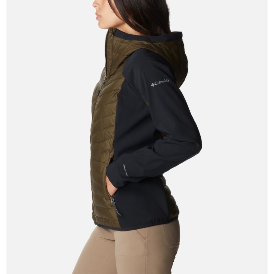 Columbia Olive Green/Black Women's Powder Lite Hybrid Hooded Jacket