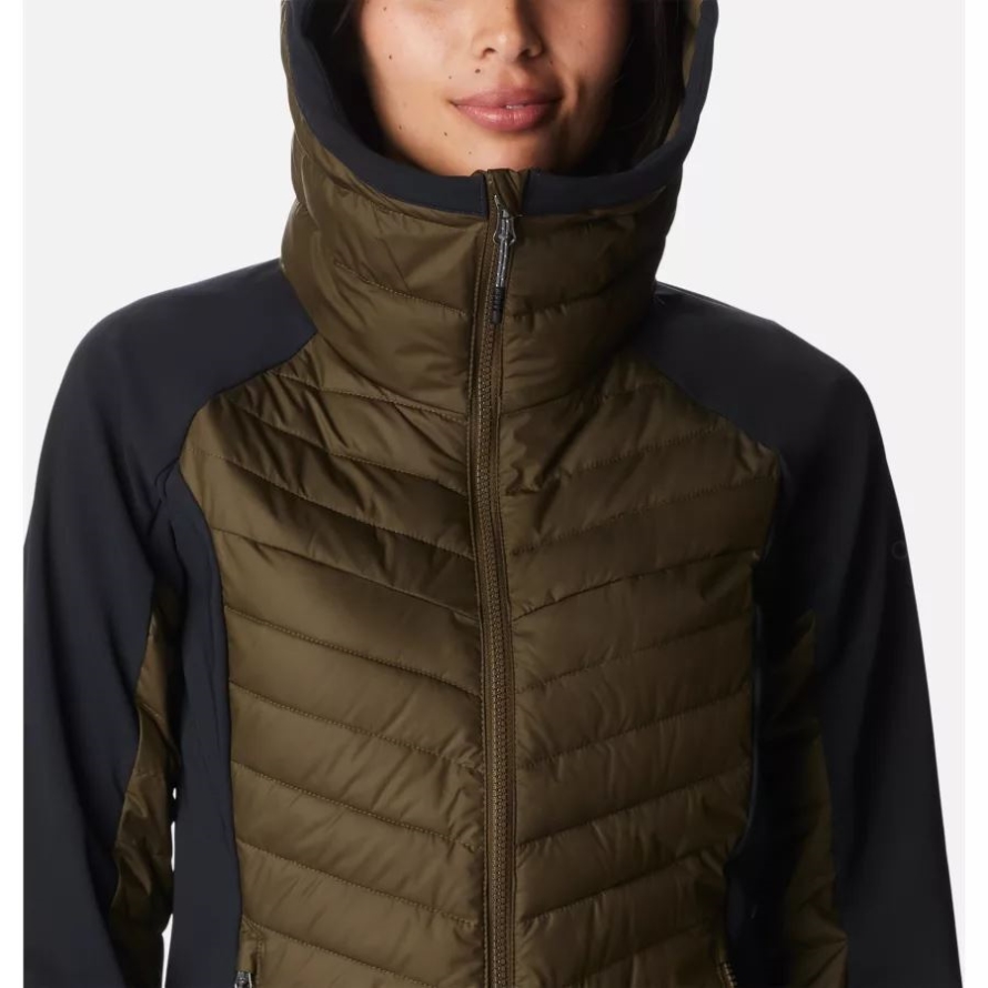Columbia Olive Green/Black Women's Powder Lite Hybrid Hooded Jacket