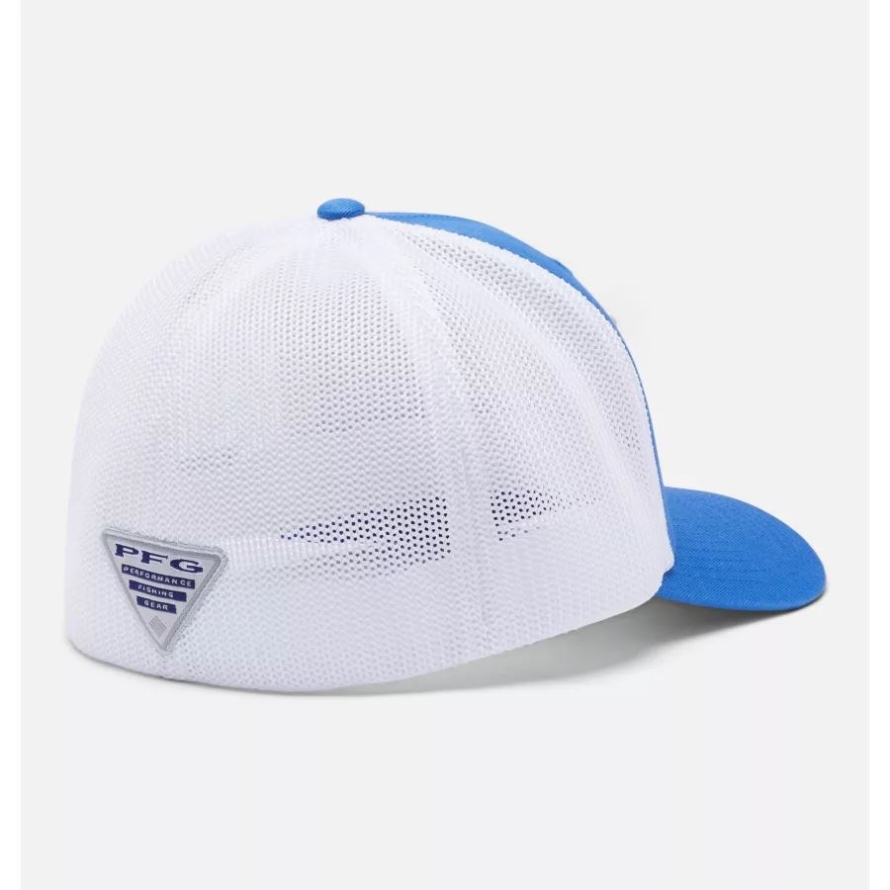 Columbia PFG Fish Flag Mesh Ball Cap High Crown Vivid Blue/White/Florida Fish Flag
