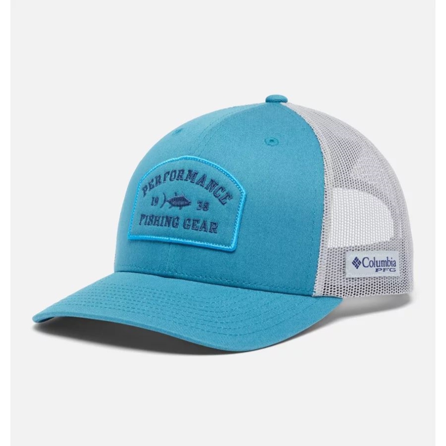 Columbia PFG Patch Mesh Snapback High Crown Deep Marine/Cool Grey/Tuna Patch