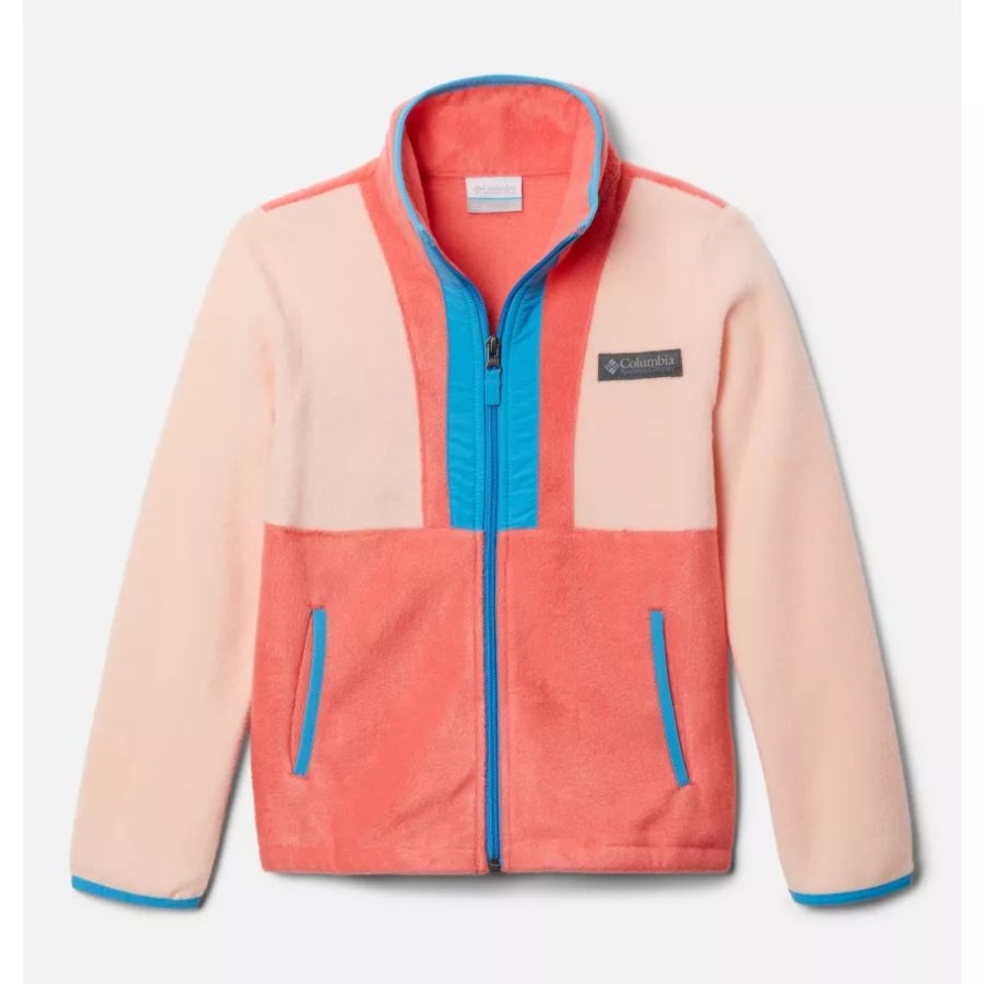 Columbia Peach Blossom/Blush Pink/Blue Chill Kids' Back Bowl Full Zip Fleece Jacket