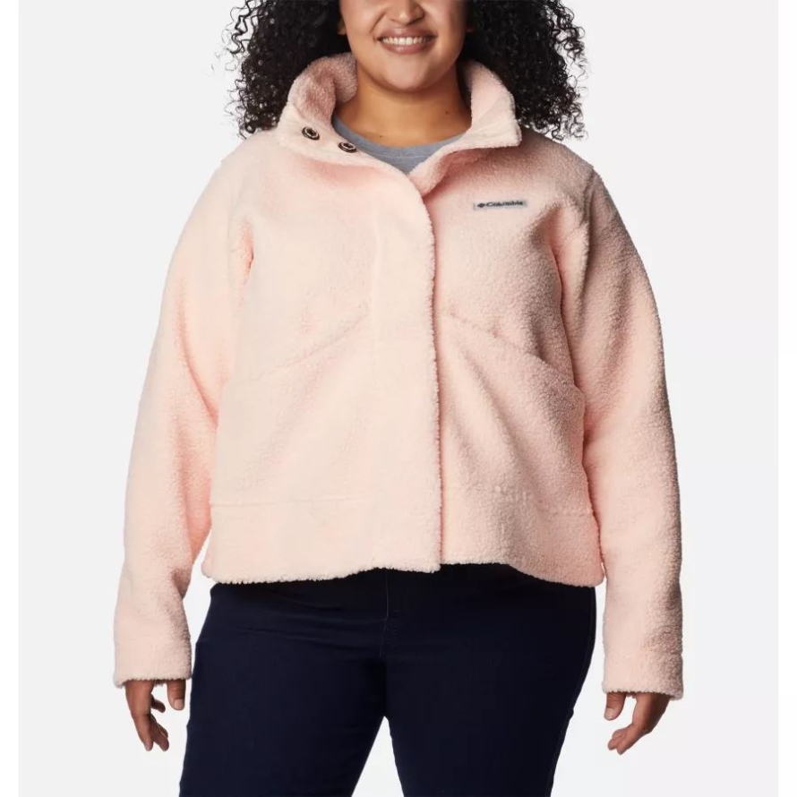 Columbia Peach Blossom Women's Panorama Snap Fleece Jacket Plus Size