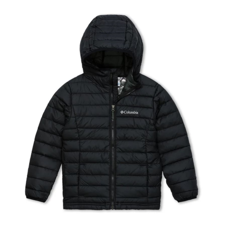 Columbia Powder Lite Boys Hooded Insulated Jacket Black