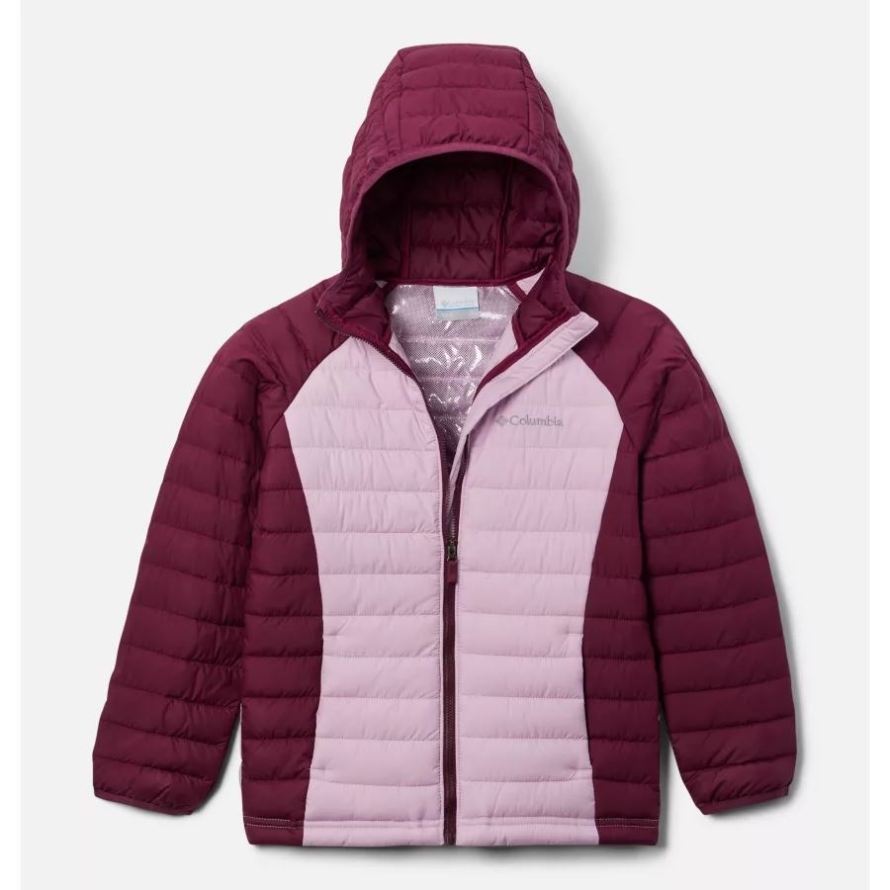Columbia Powder Lite Girls Hooded Insulated Jacket Marionberry/Aura