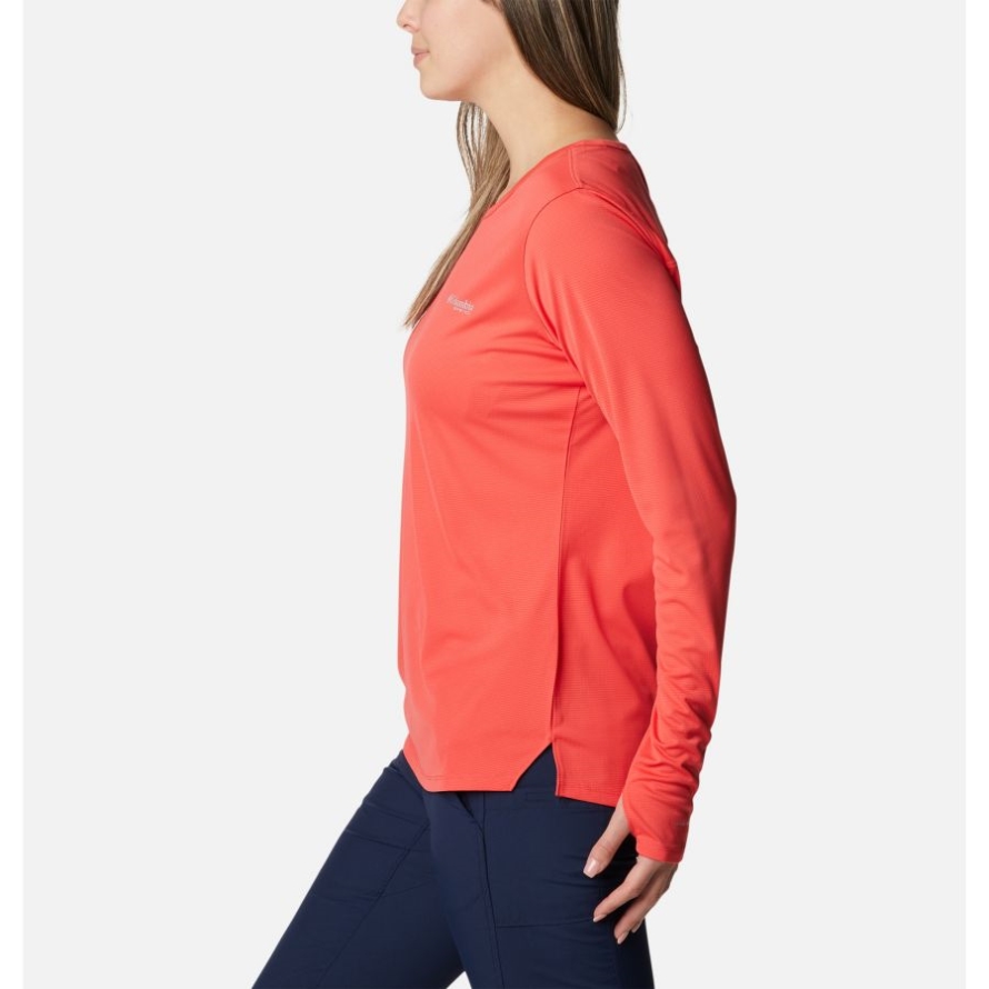 Columbia Red Hibiscus Women's PFG Skiff Guide Knit Long Sleeve Shirt