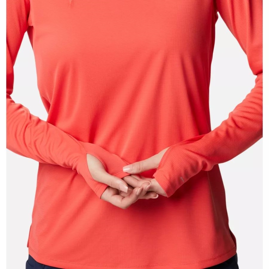 Columbia Red Hibiscus Women's PFG Skiff Guide Knit Long Sleeve Shirt