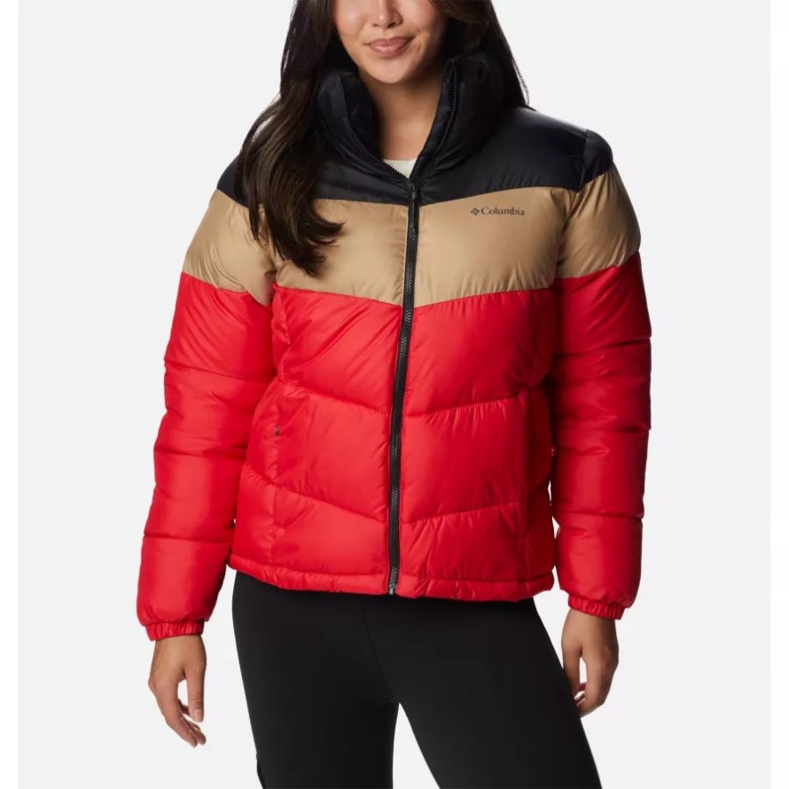 Columbia Red Lily/Beach/Black Women's Puffect Colourblock Puffer Jacket