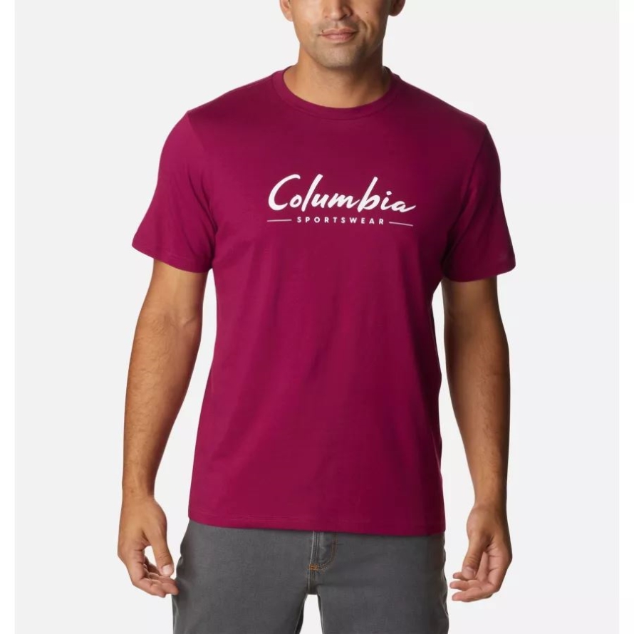 Columbia Red Onion/Brushed Logo Men's CSC Graphic Casual Organic Cotton T-shirt