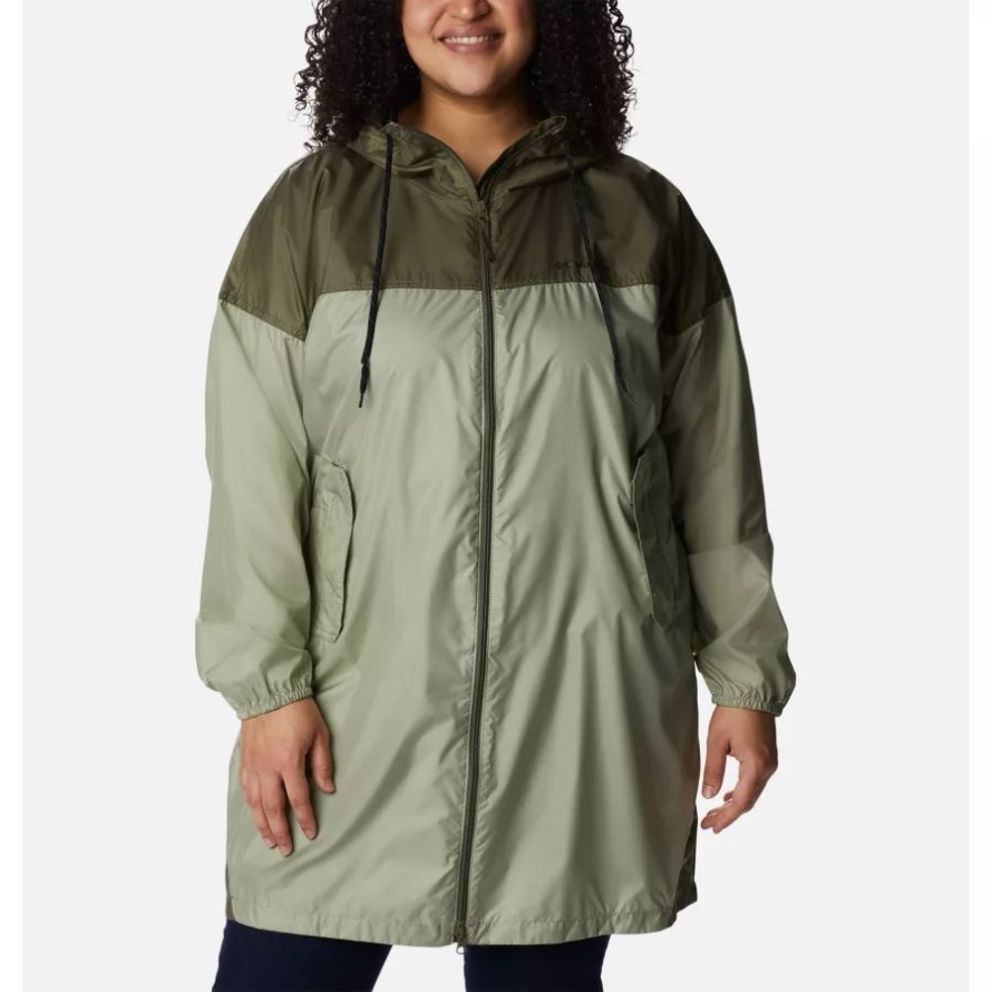 Columbia Safari/Stone Green Women's Flash Challenger Long Windbreaker Plus Size