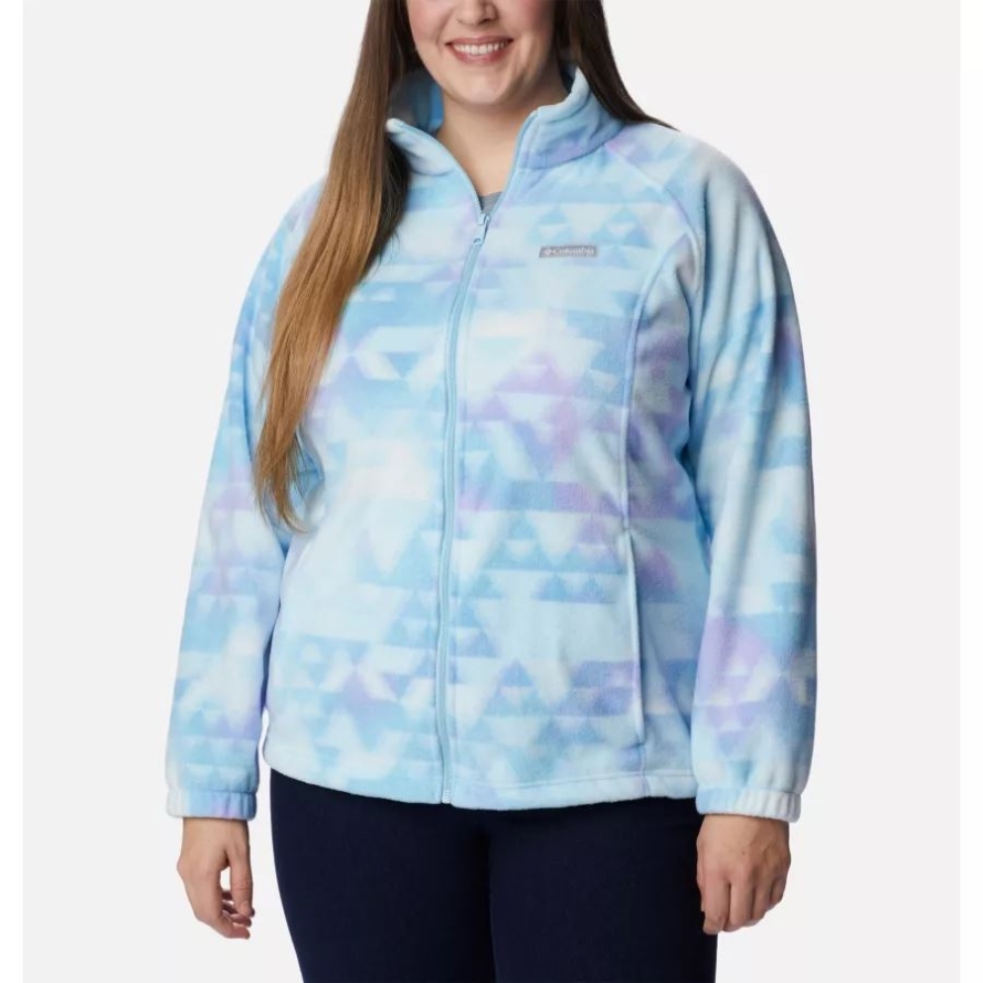 Columbia Spring Blue/Distant Peaks Women's Benton Springs Printed Full Zip Fleece Jacket Plus Size