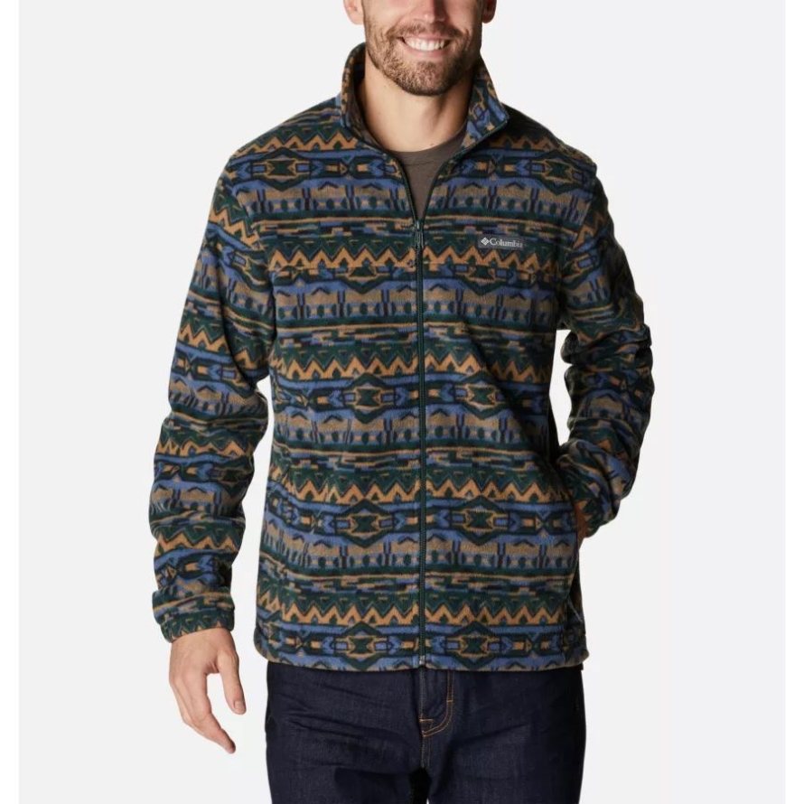 Columbia Spruce 80s Stripe Print Men's Steens Mountain Printed Fleece Jacket