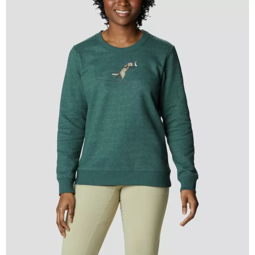 Columbia Spruce Heather/Skiing Fox Women's Hart Mountain II Graphic Crew Sweatshirt