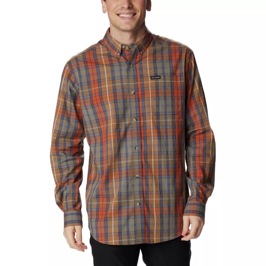 Columbia Stone Green 2 Multi Plaid Men's Rapid Rivers II Long Sleeve Shirt