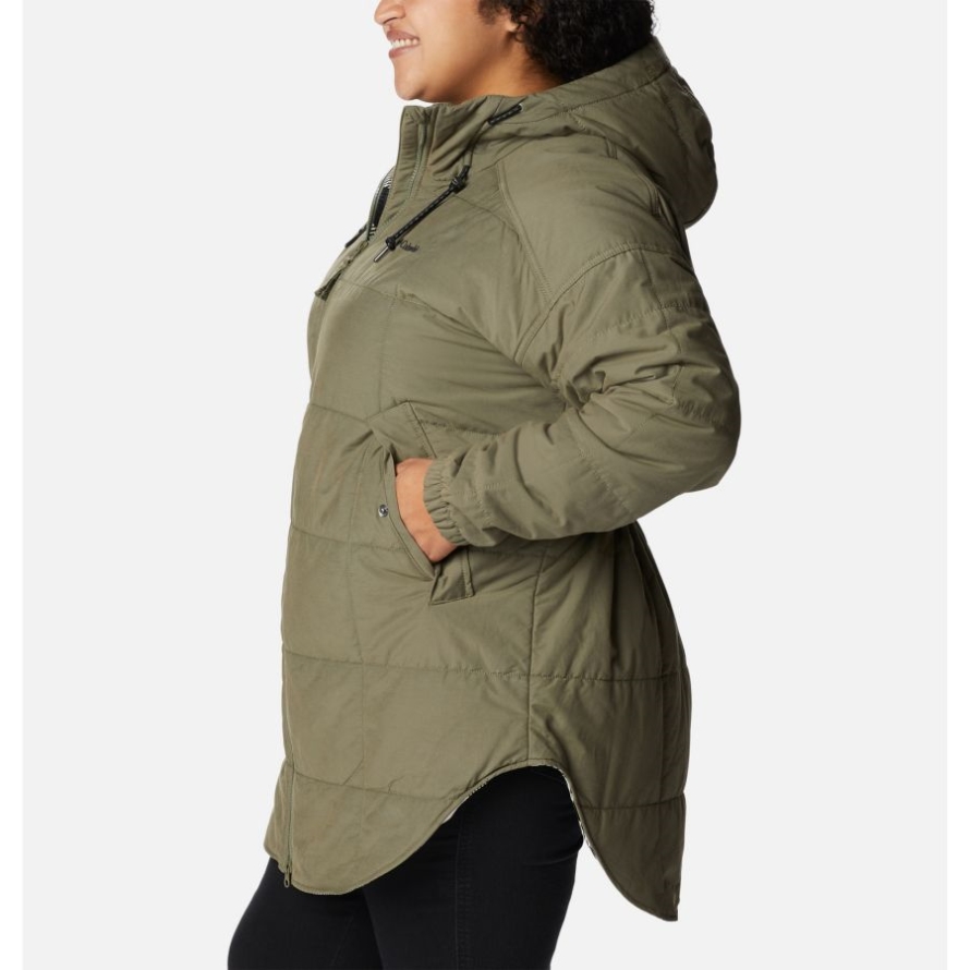 Columbia Stone Green/Chalk Check Print Women's Chatfield Hill Novelty Jacket Plus Size