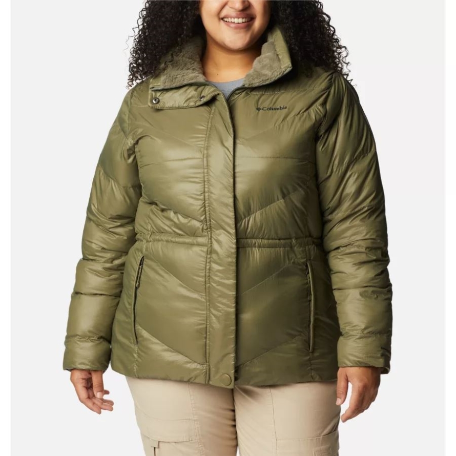 Columbia Stone Green Gunmetal Women's Peak to Park II Insulated Hooded Jacket Plus Size