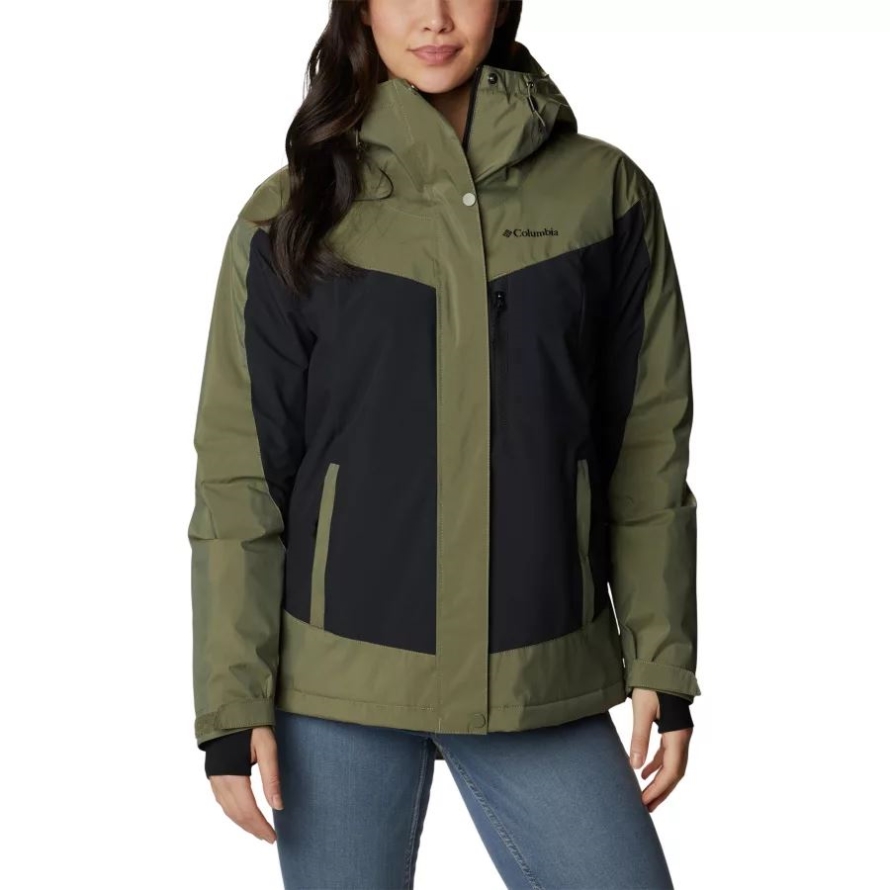 Columbia Stone Green Sheen/Black Women's Point Park Waterproof Insulated Walking Jacket