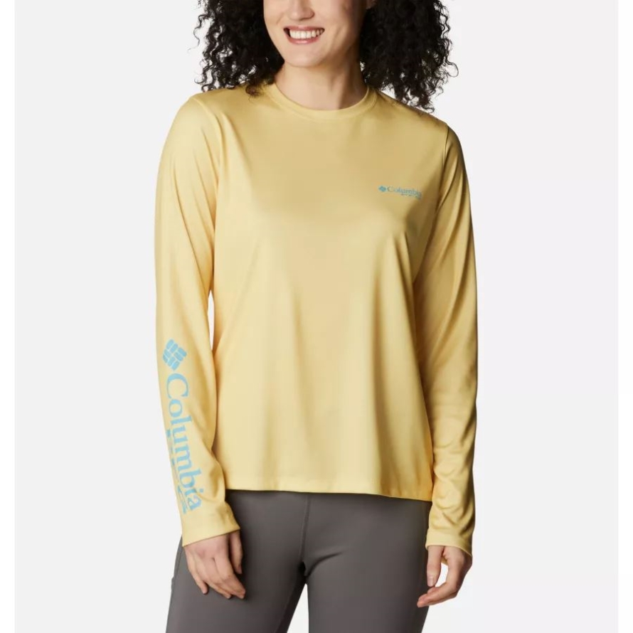 Columbia Sweet Corn/Sea Wave Women's PFG Tidal Tee Island Time Long Sleeve Shirt