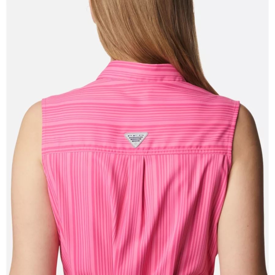 Columbia Ultra Pink Vertical Stripe Women's PFG Sun Drifter Woven Dress II