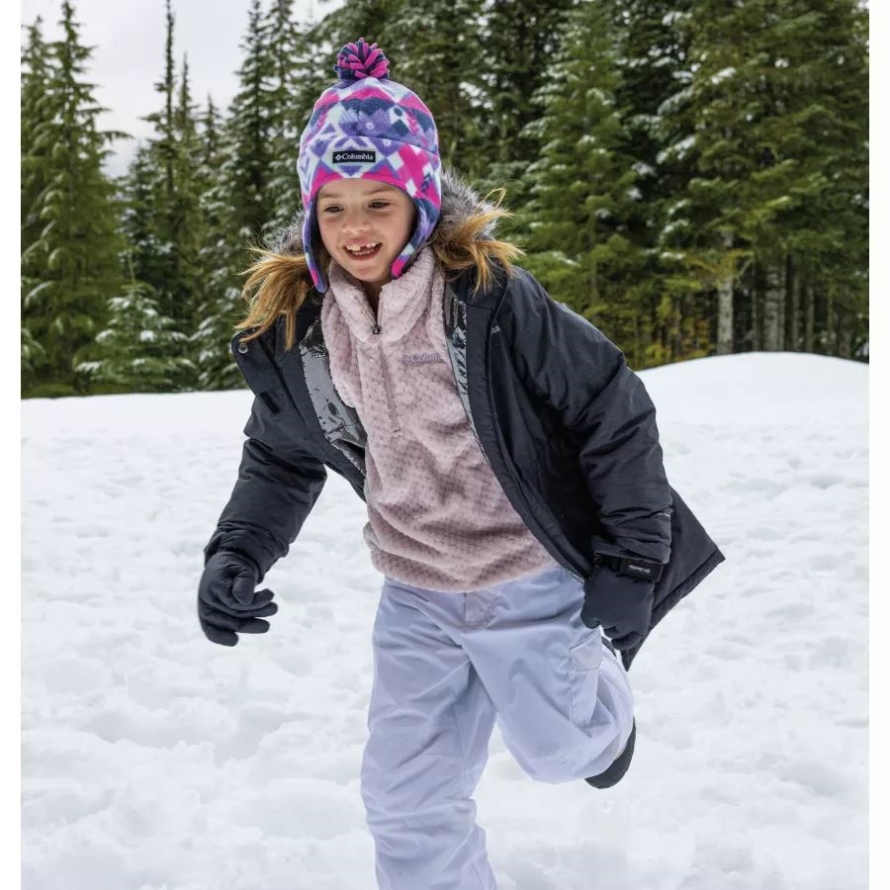 Columbia Unisex Youth Frosty Trail II Earflap Beanie White Checkpoint Print