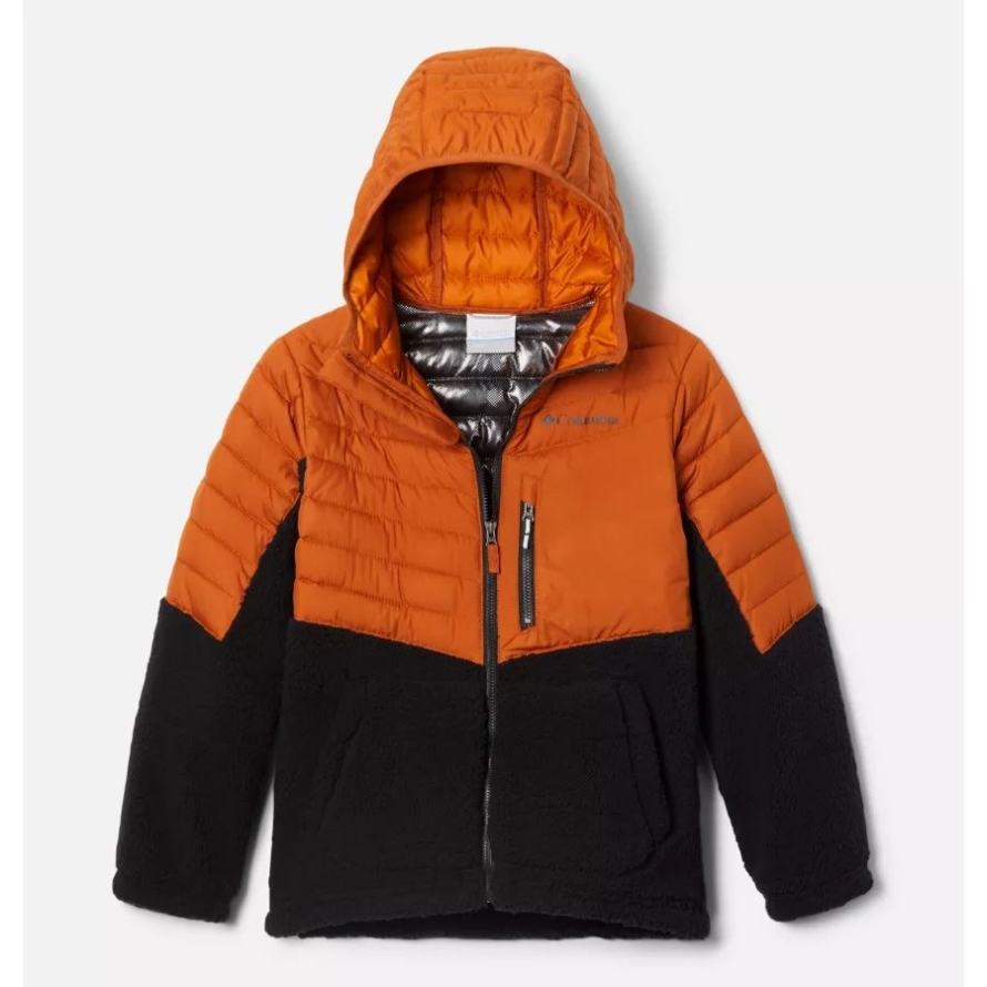 Columbia Warm Copper/Black Boys' Powder Lite Novelty Hooded Insulated Jacket