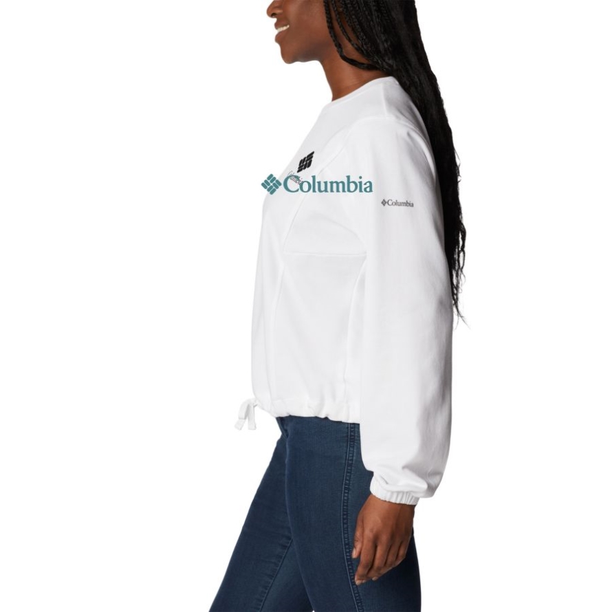 Columbia White/Black CSC Stacked Logo Women's Columbia Trek Seasonal French Terry Crew