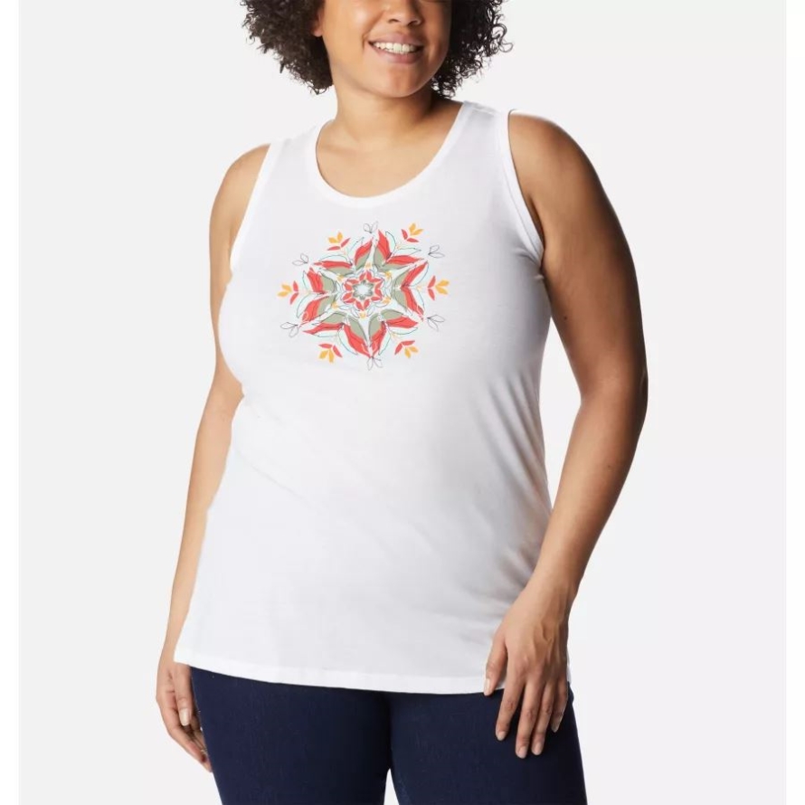 Columbia White/Floral Landscape Women's Bluff Mesa Tank Plus Size