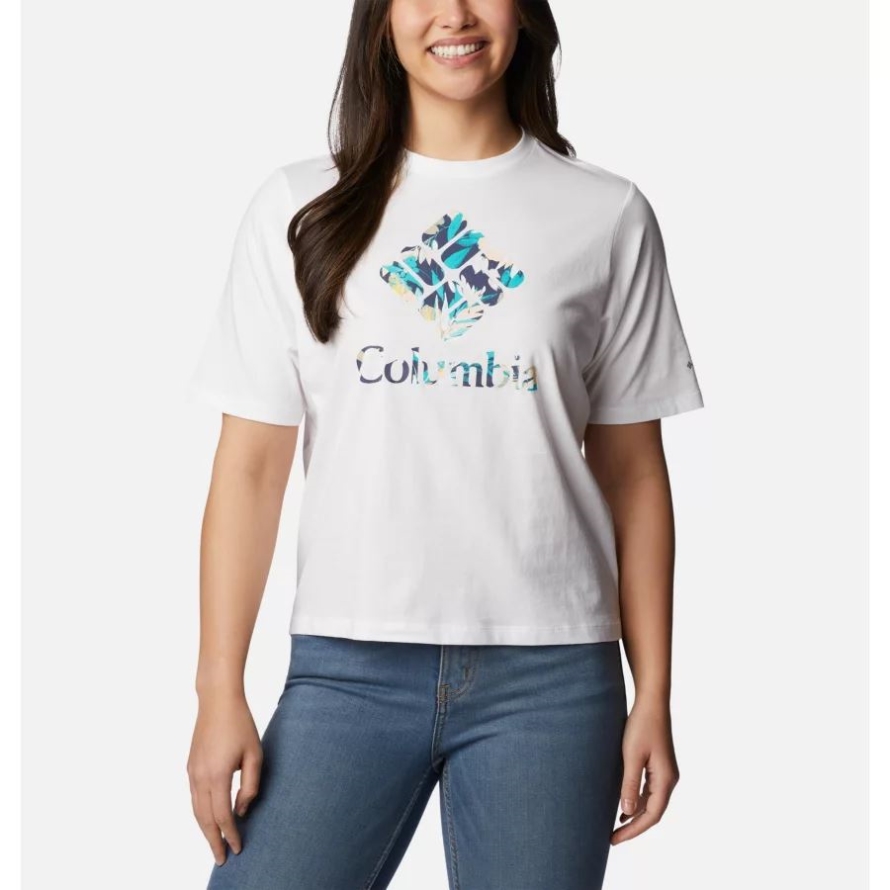 Columbia White/Gem Wisterian Women's North Cascades Relaxed T-Shirt