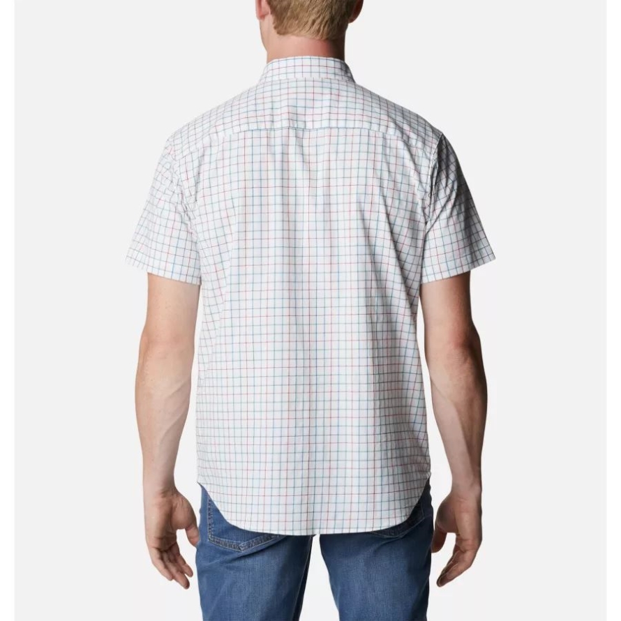 Columbia White Grid Men's Rapid Rivers II Short Sleeve Shirt Tall