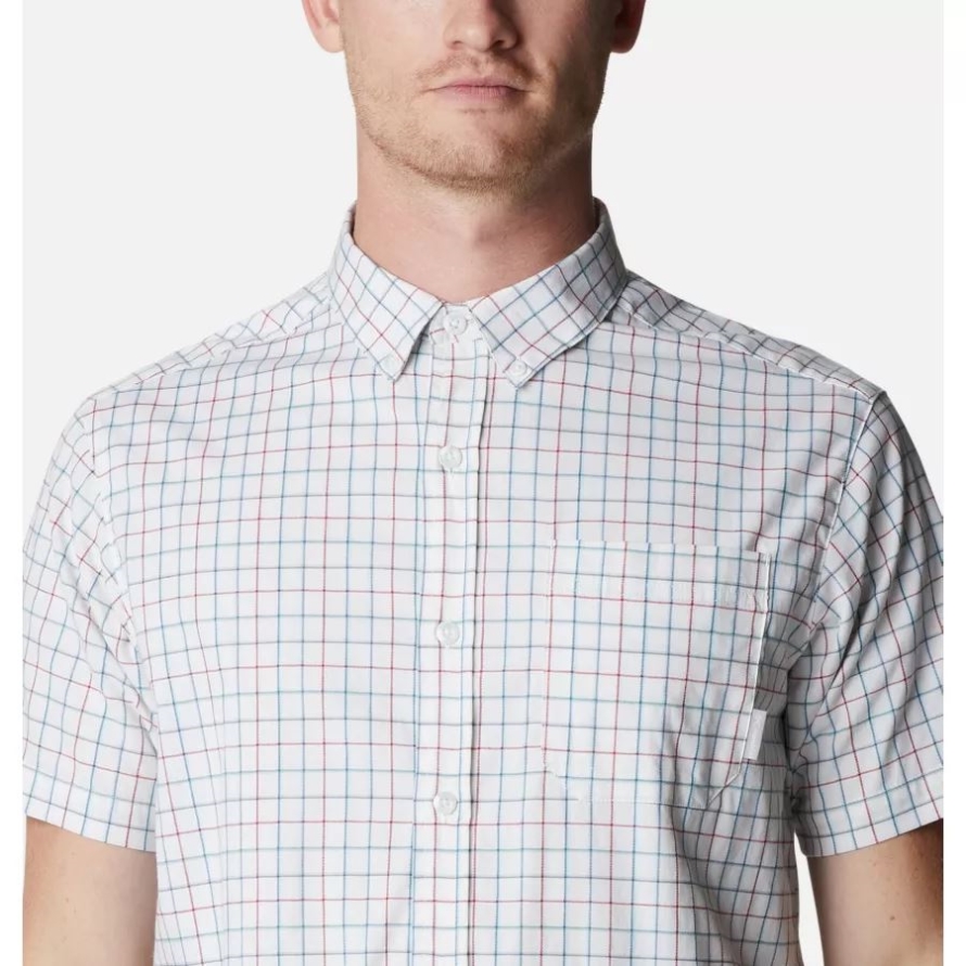 Columbia White Grid Men's Rapid Rivers II Short Sleeve Shirt Tall