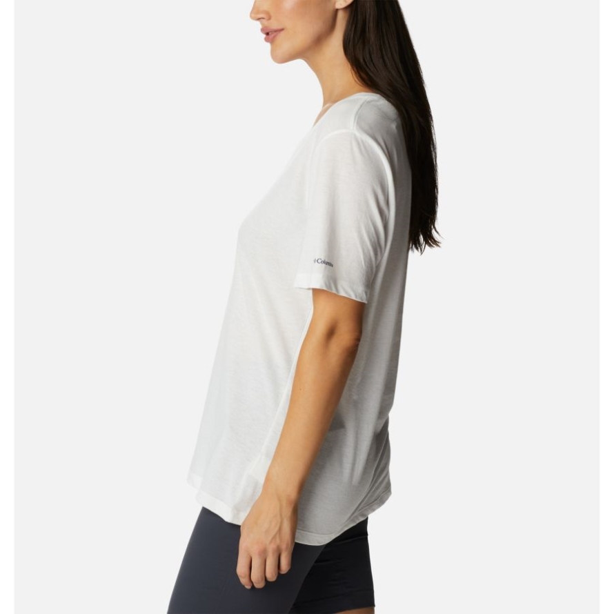 Columbia White/Jubilant Escape Graphic Women's Bluebird Day Relaxed V-Neck Shirt