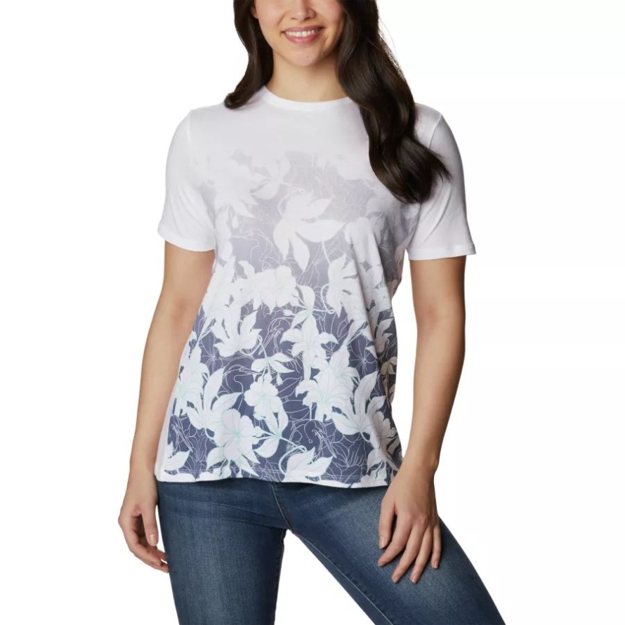 Columbia White/Lakeside Floral Women's Daisy Days Casual Printed T-Shirt
