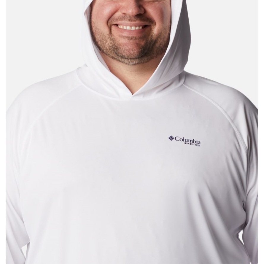 Columbia White/Nightshade Logo Men's PFG Terminal Tackle Hoodie Big