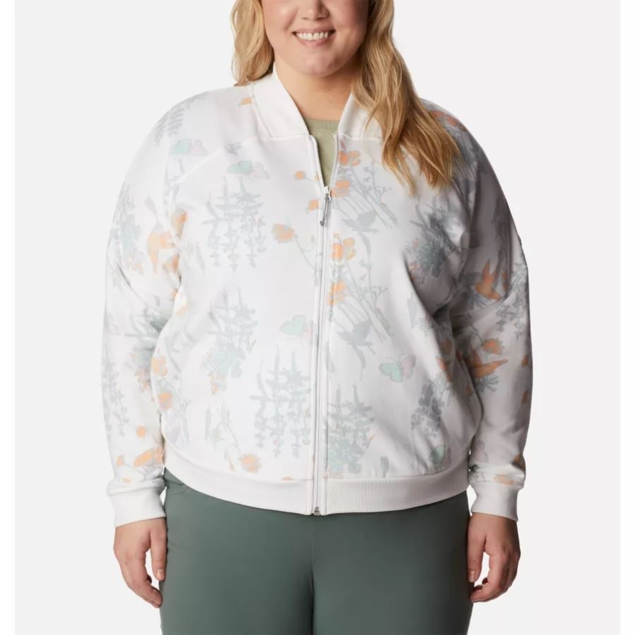 Columbia White Radical Botanical Women's Columbia Lodge French Terry Full Zip Jacket Plus Size