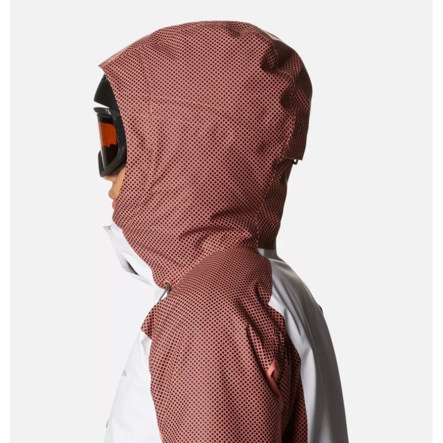 Columbia White/Shark/Dark Coral Women's Snow Slab Black Dot Jacket